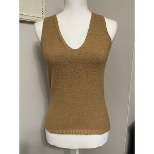 Express Textured V Neck Sleeveless Knit Tank Top Camel Brown M